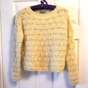Joseph A. Fluffy Long-Sleeved Crochet Knit Sweater